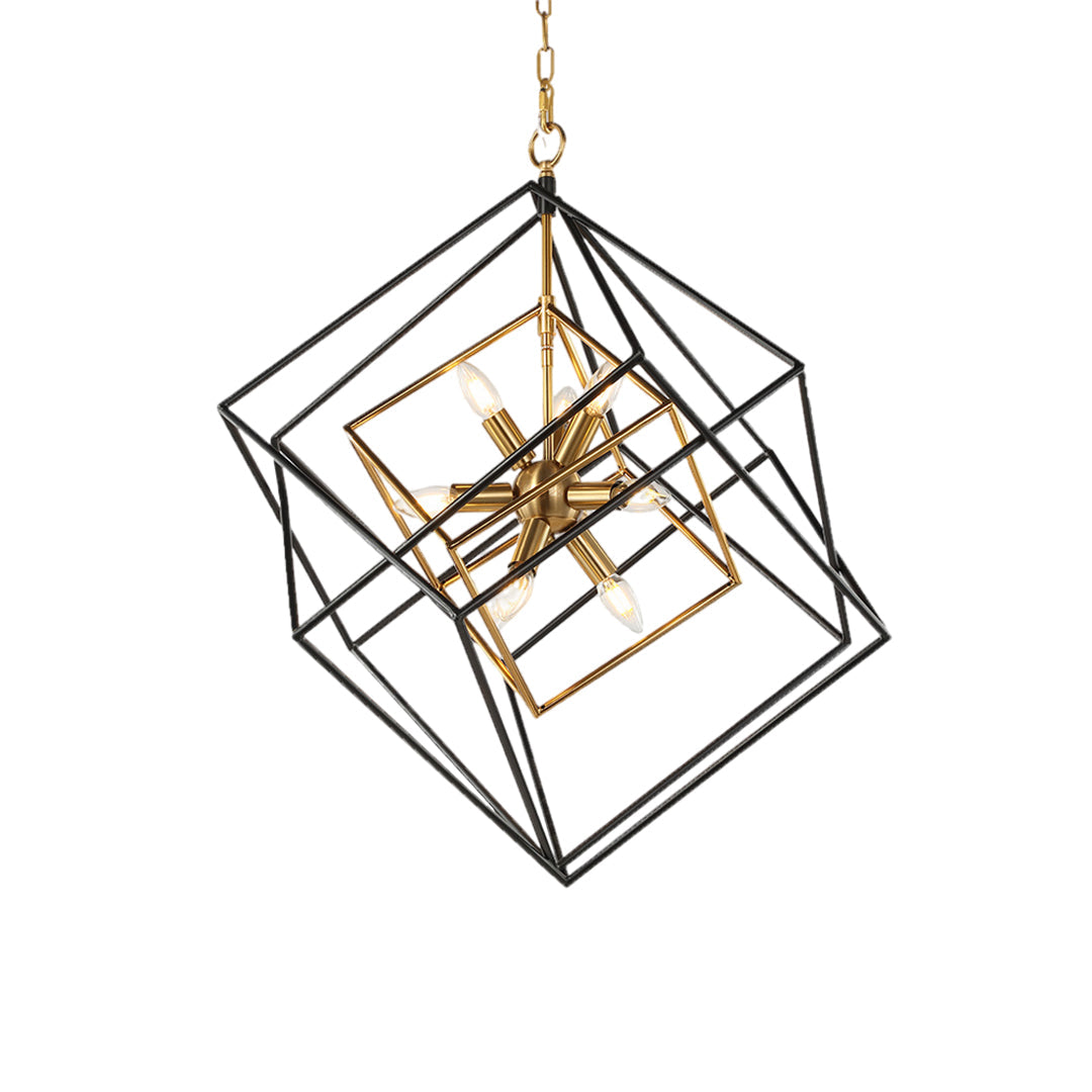 Industrial Dual-Color Iron Square Pendant