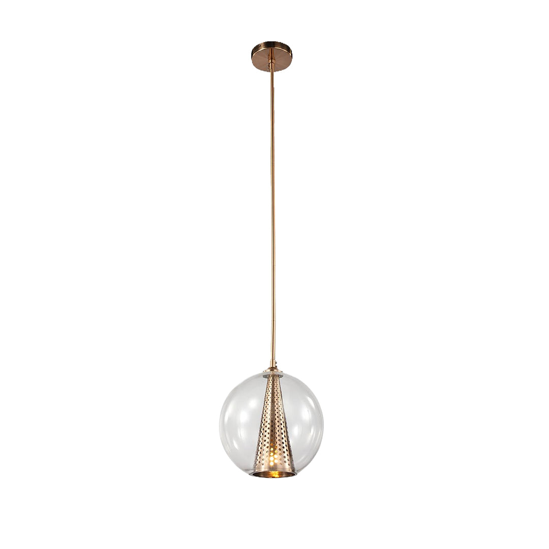 Glass Ball Pendant Lights Perforated Metal Cone Chic Ceiling Light
