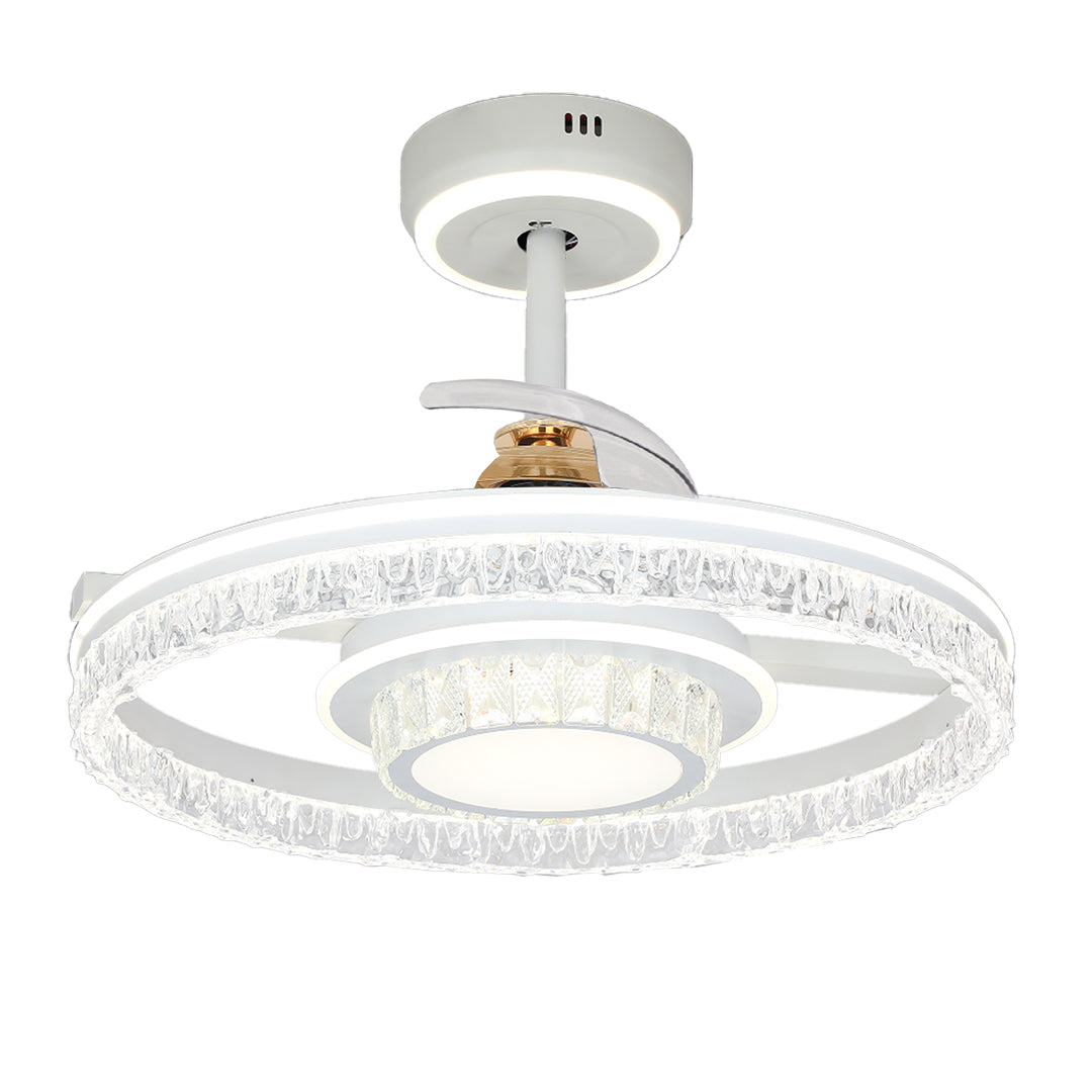 Ceiling Fan with Round Light White Aluminum Body Nordic Luxury Lamp