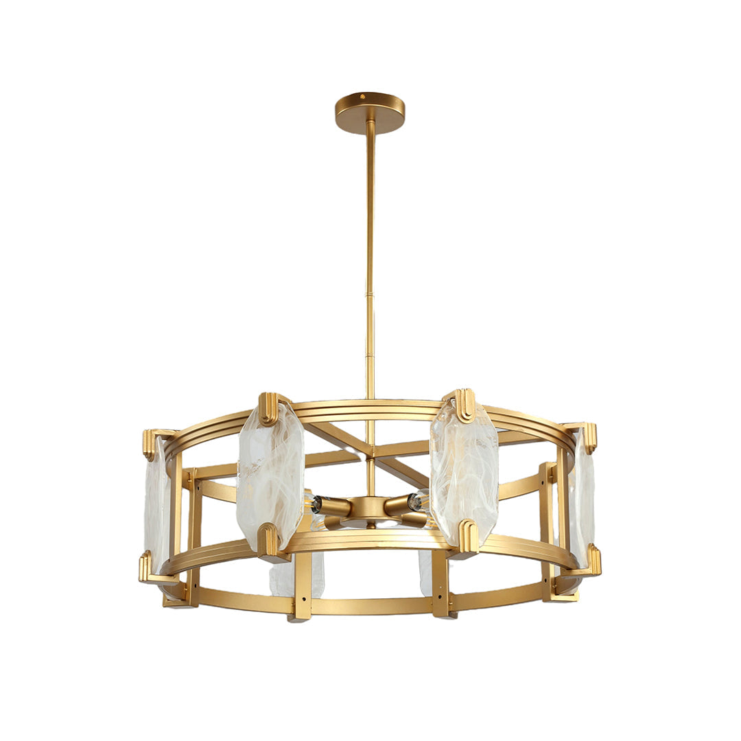 Round Glass Chandelier Featuring a Classic American Ceiling Light