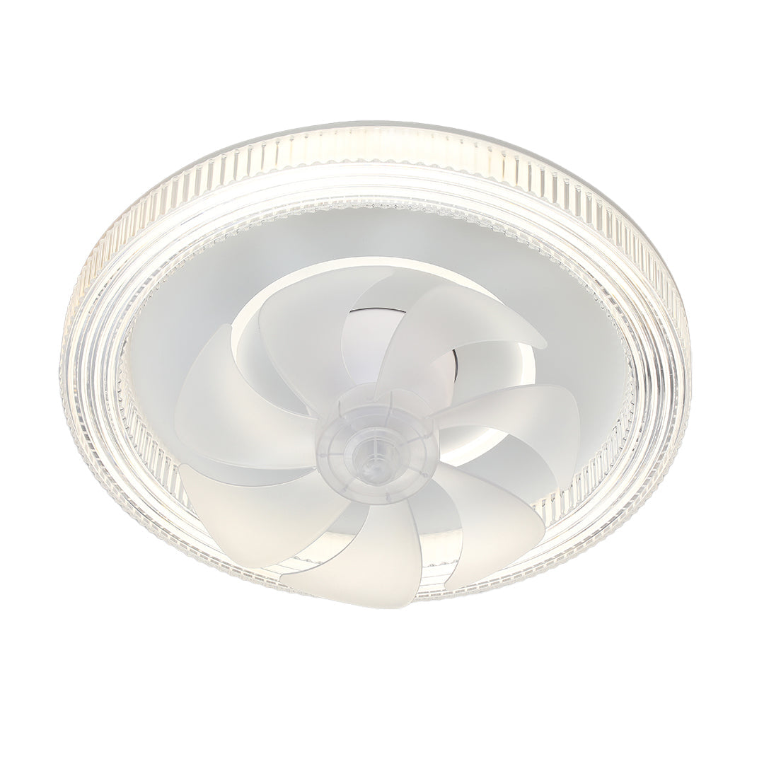 Circular Ceiling Fan with Light White Finish Simple LED Lamp