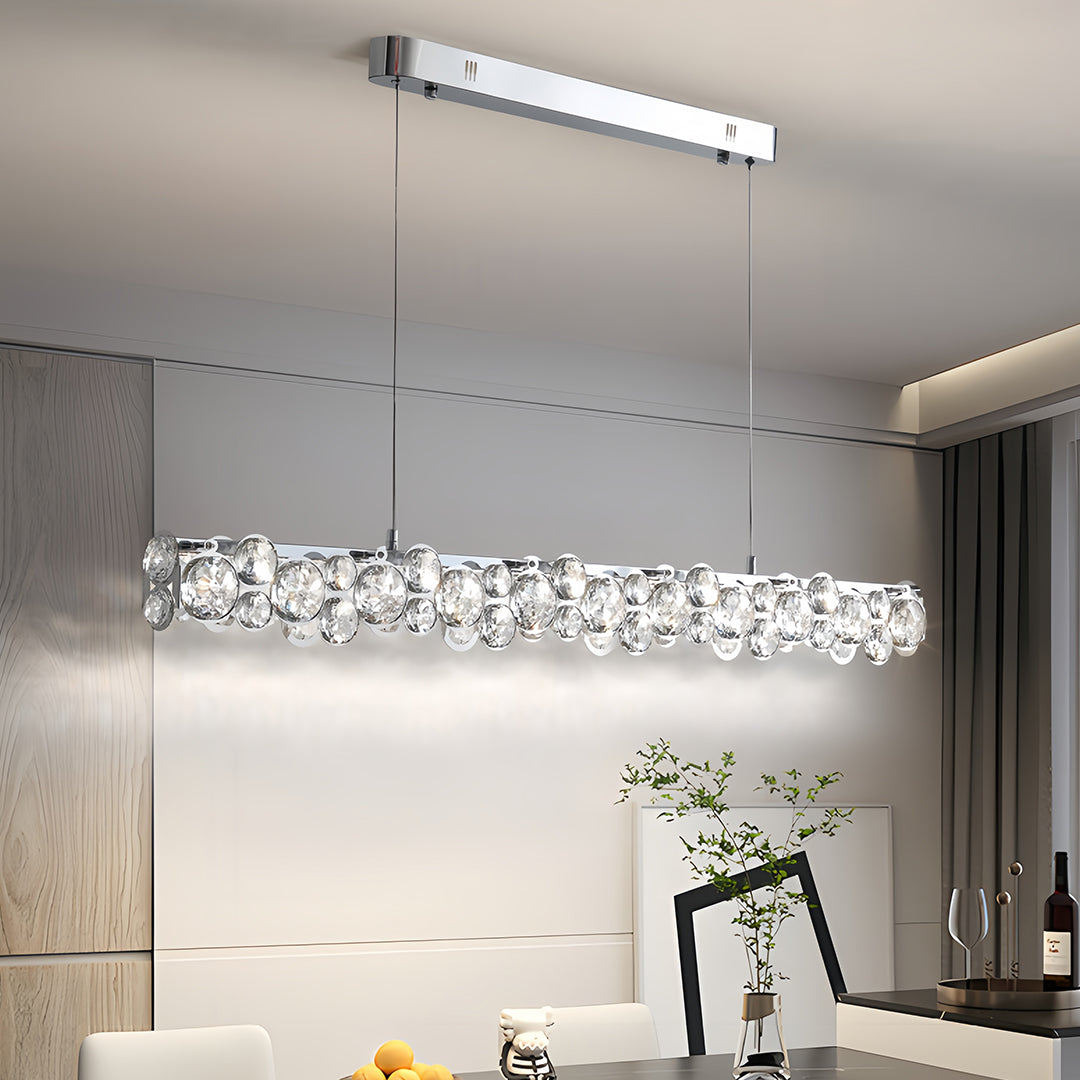 Silver Pendant Light Crystal Design Contemporary Chic Ceiling Light