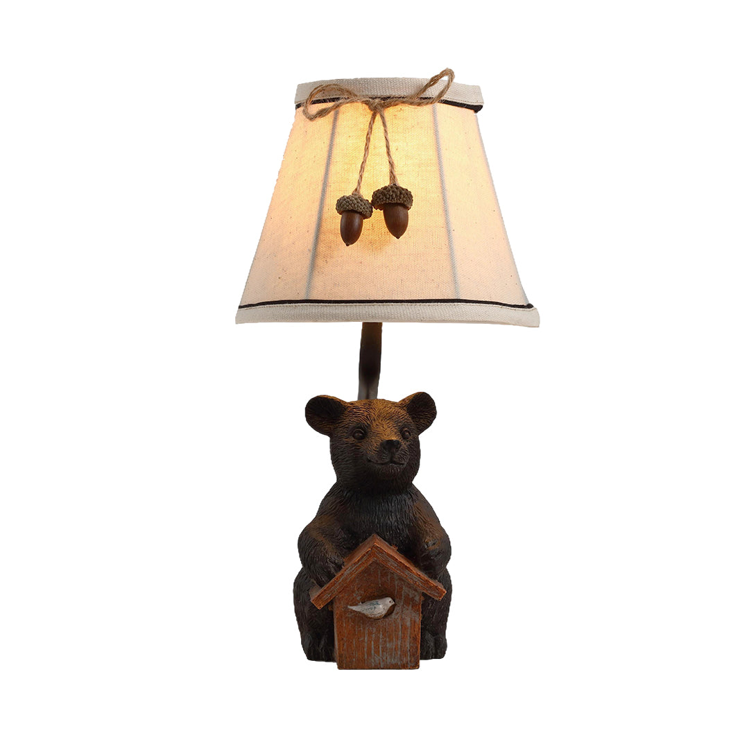 Bear Table Lamp European-Style Charming Novelty Fabric Lampshade Light