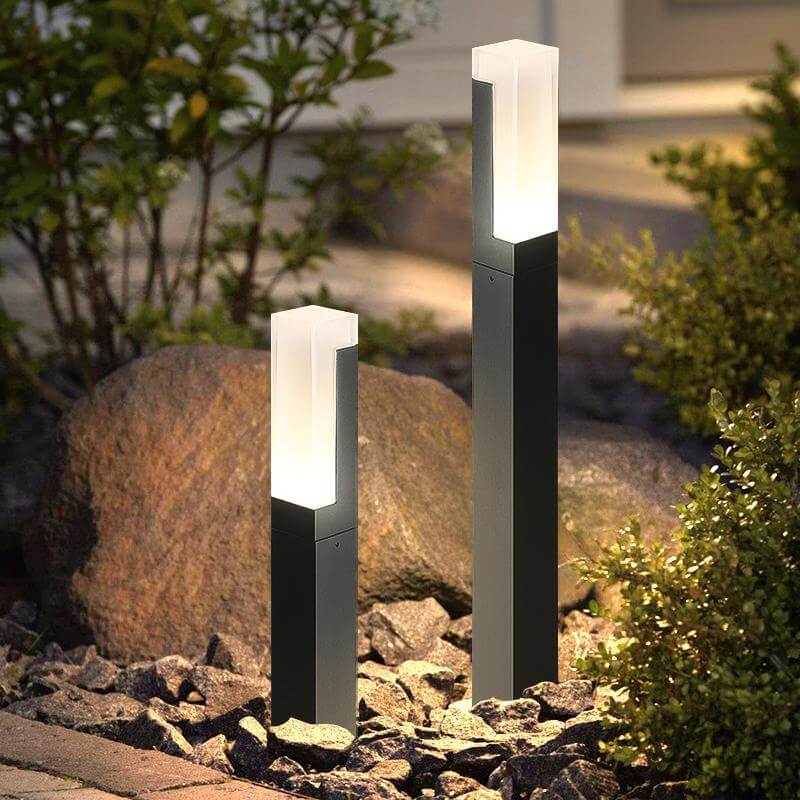 Square LED Waterproof Aluminum Black Minimalist Outdoor Light Pathway Lights