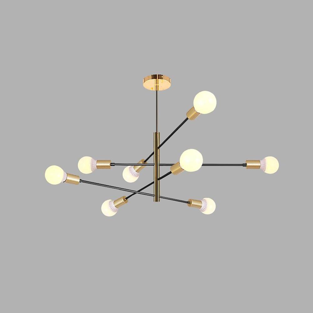 Modern Sputnik LED Geometric Chandelier Living Room Black Linear Chandelier 8 Bulbs