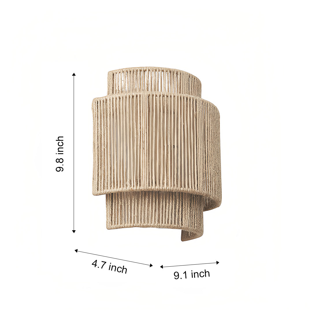 Japanese Wall Sconce Light Wabi Sabi Hemp Rope Wall Lamp