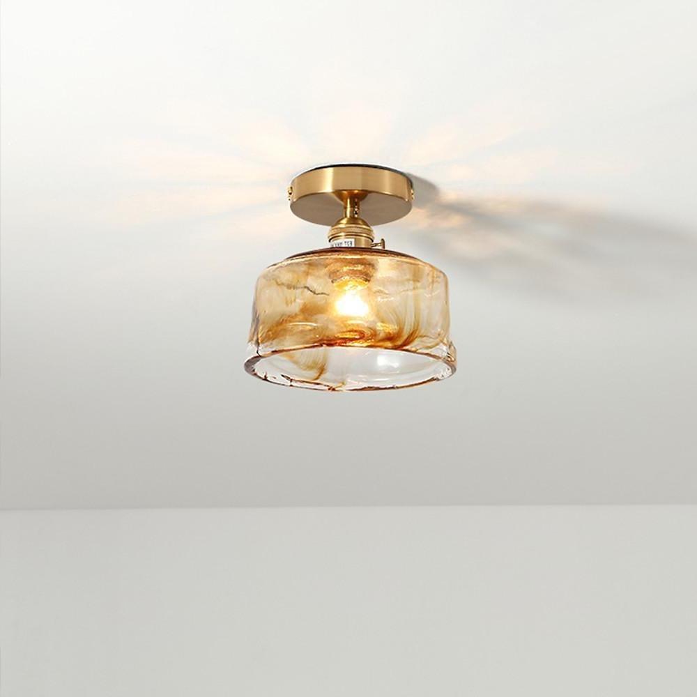 Creative Glass Lantern LED Electroplated Nordic Semi-Flush Mount Ceiling Lighting