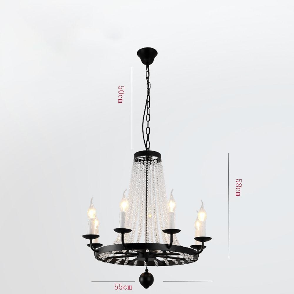 Empire Wagon Wheel Chandelier - 8/10/12 Candle Lights, 20'' Adjustable Chain, Crystal Accents