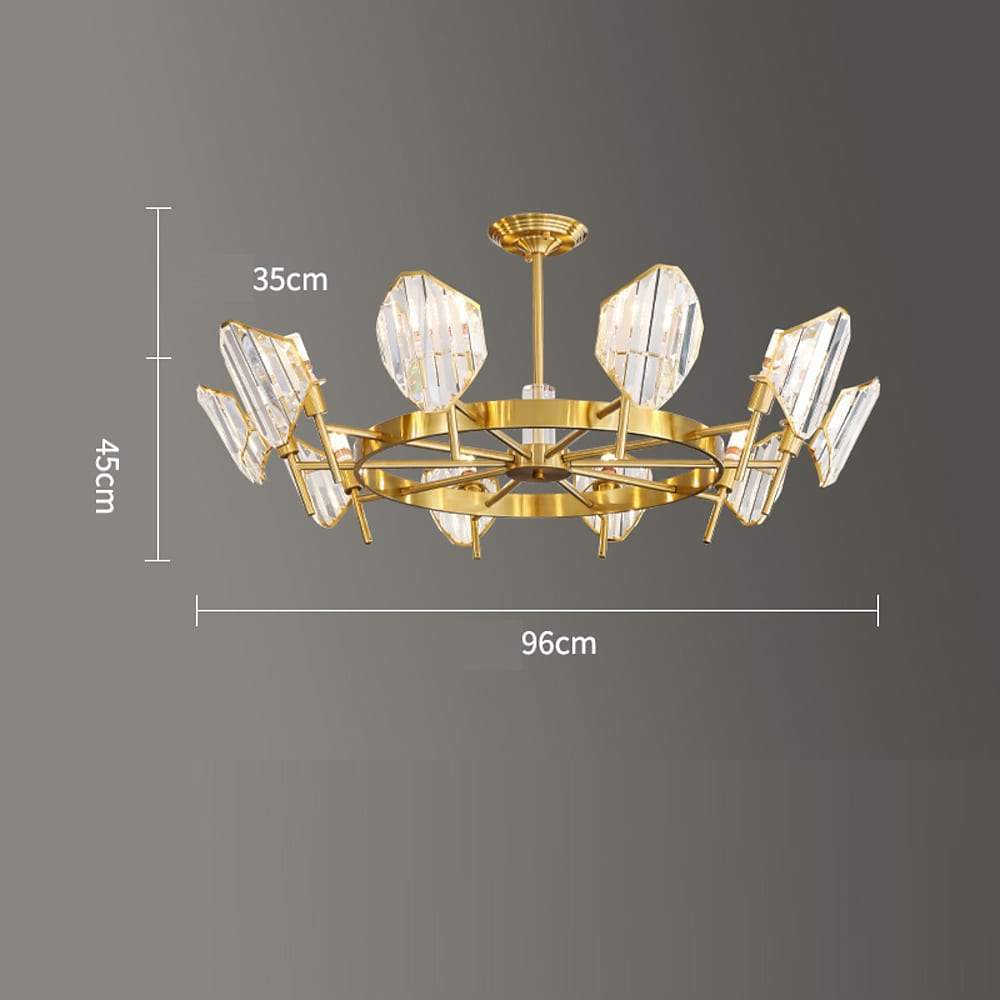 Brass Ring Frame Crystal Chandelier - Gold Metal, Crystal Accents Ceiling Lighting
