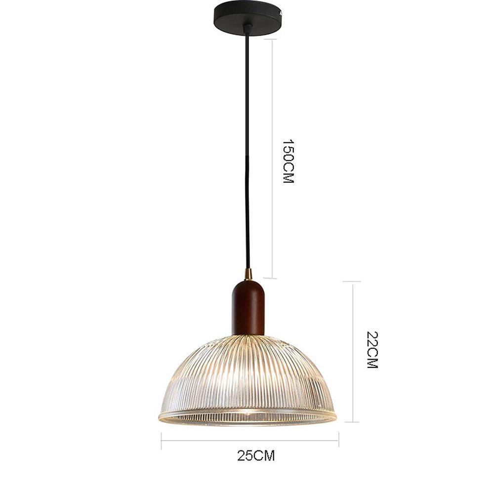 Country Glass Wood Ceiling Lights Bowl Vintage Pendant Lighting