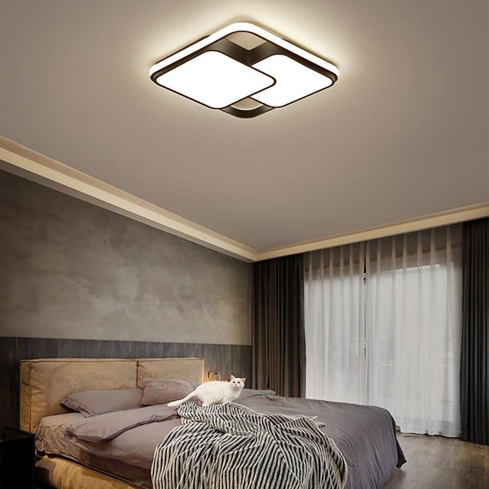 3 Square Dimmable LED Black Modern Flush Mount Ceiling Lighting for Bedroom
