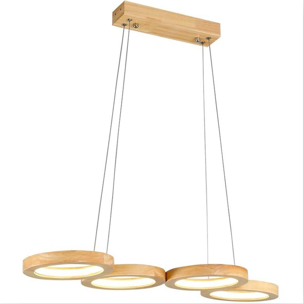 4 Circle Light Modern Wood Acrylic Design Pendant Lighting LED Ceiling Light