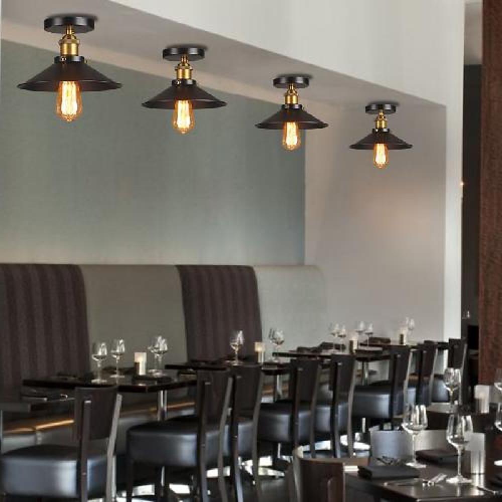 Circular Teardrop Industrial Hallway Lighting LED Semi-Flush Mount Ceiling Light