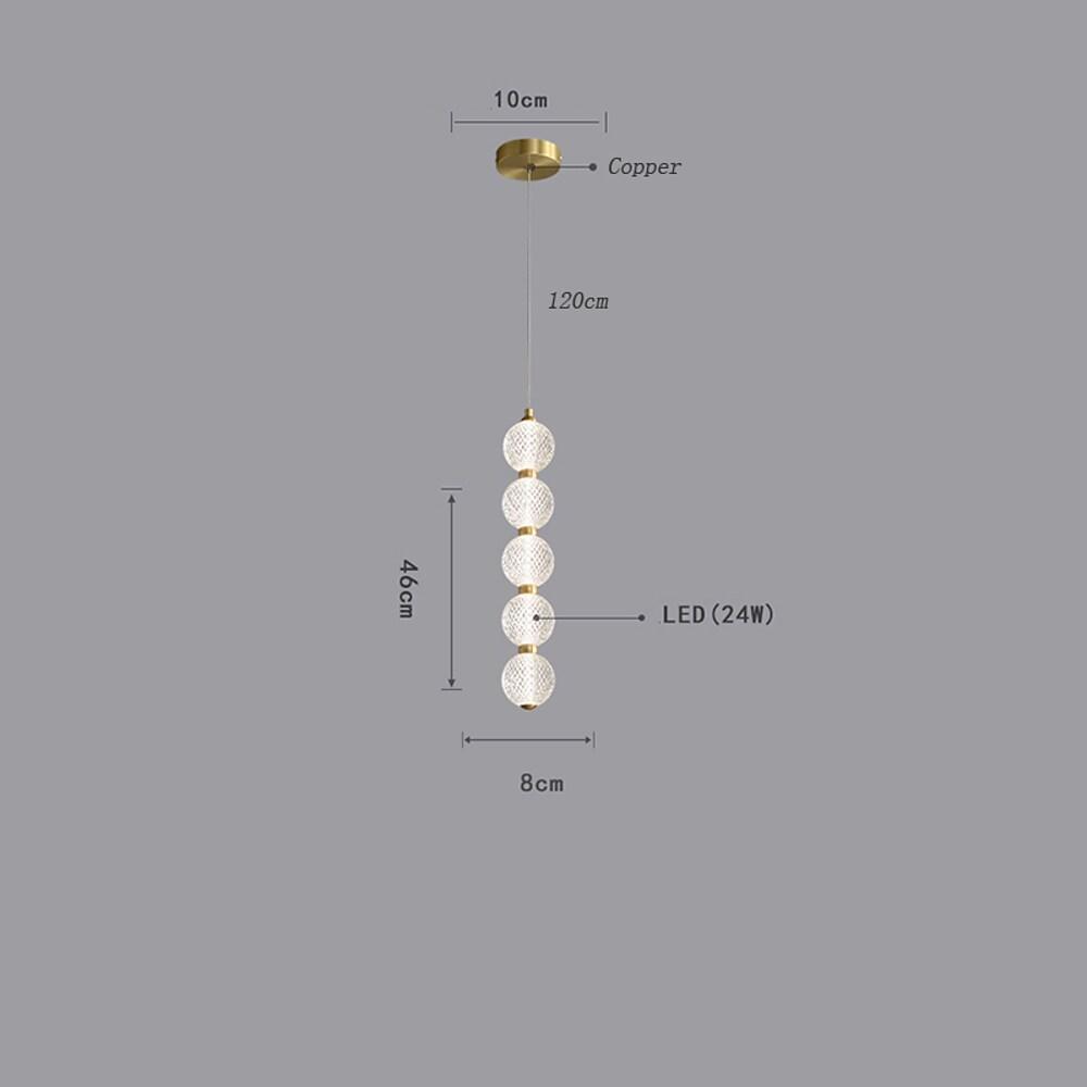 3 Globe Acrylic Copper Pendant Lights Geometrical Ceiling Lights