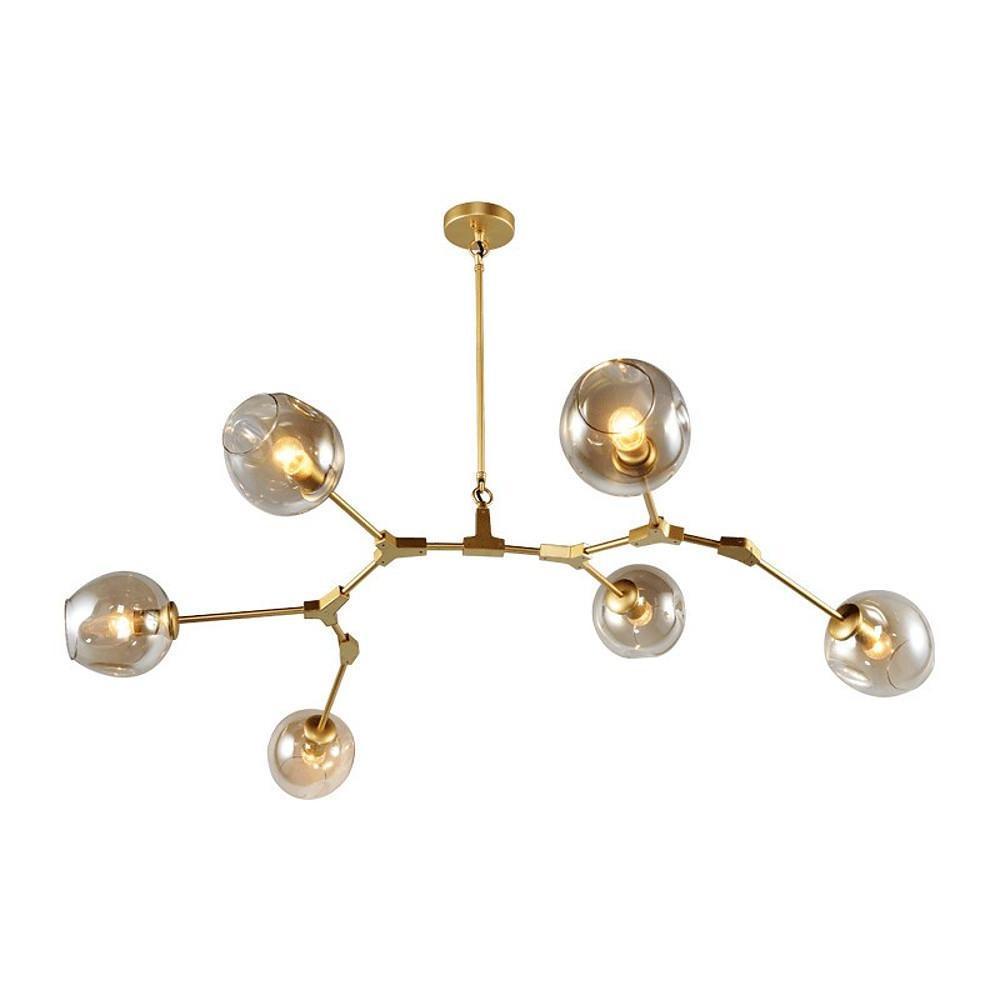 Nordic Contemporary Molecule Chandelier for Living Room Blown Glass Chandeliers 6 Bulbs
