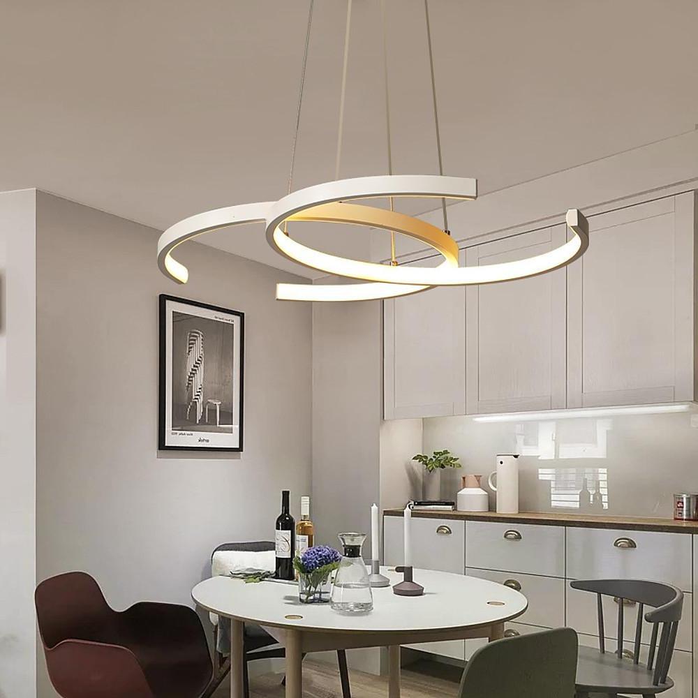 Two C-Shaped Pendant Lighting Metal Silica Gel Ceiling Light