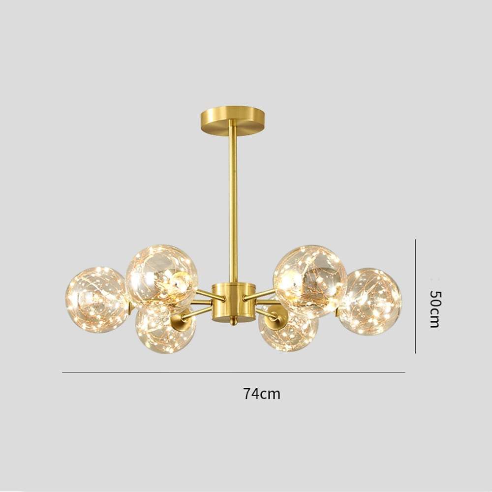 6-light LED Glass and Gold Chandelier Kitchen Pendant Lighting