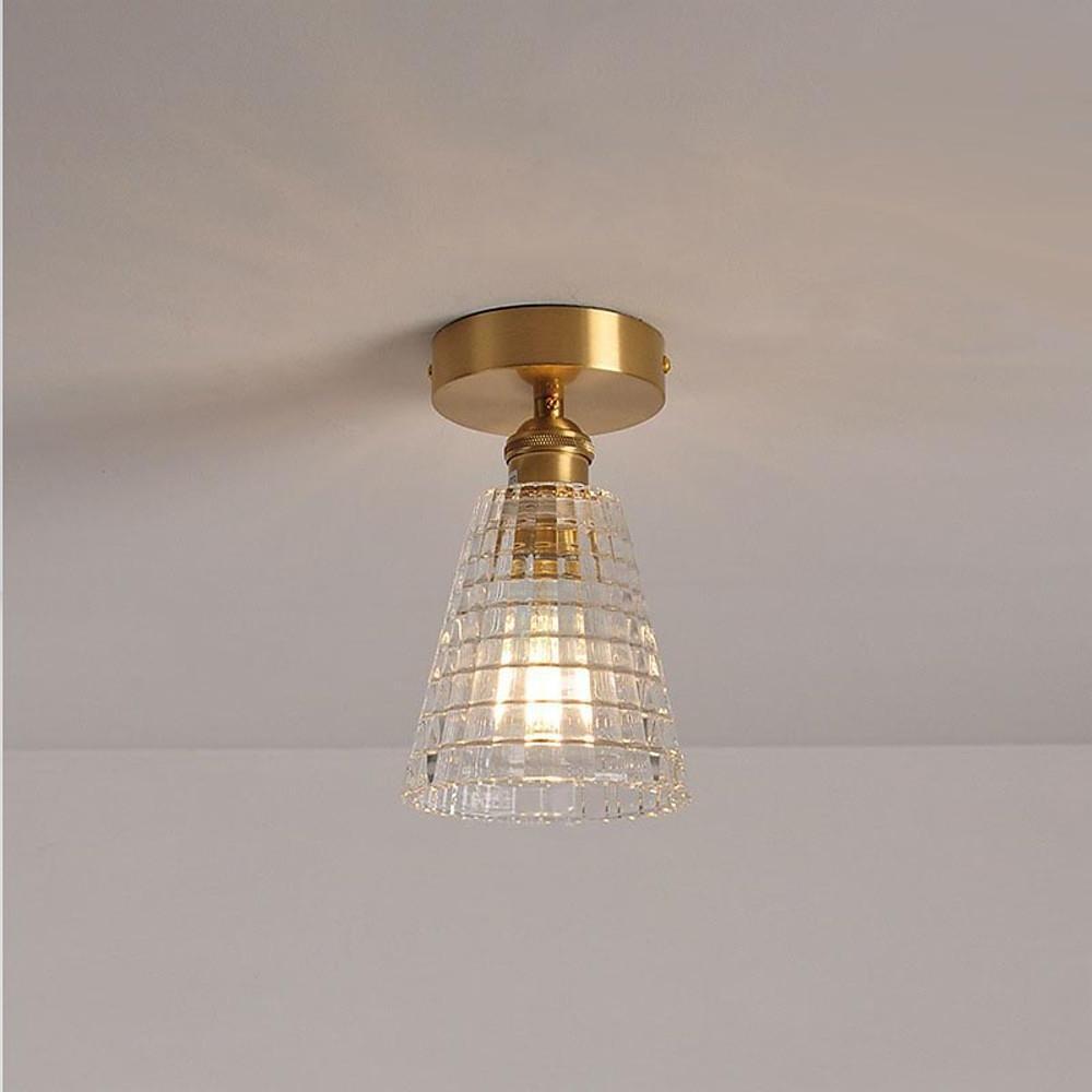 Lantern Modern Glass Copper Flush Mount Ceiling Lighting