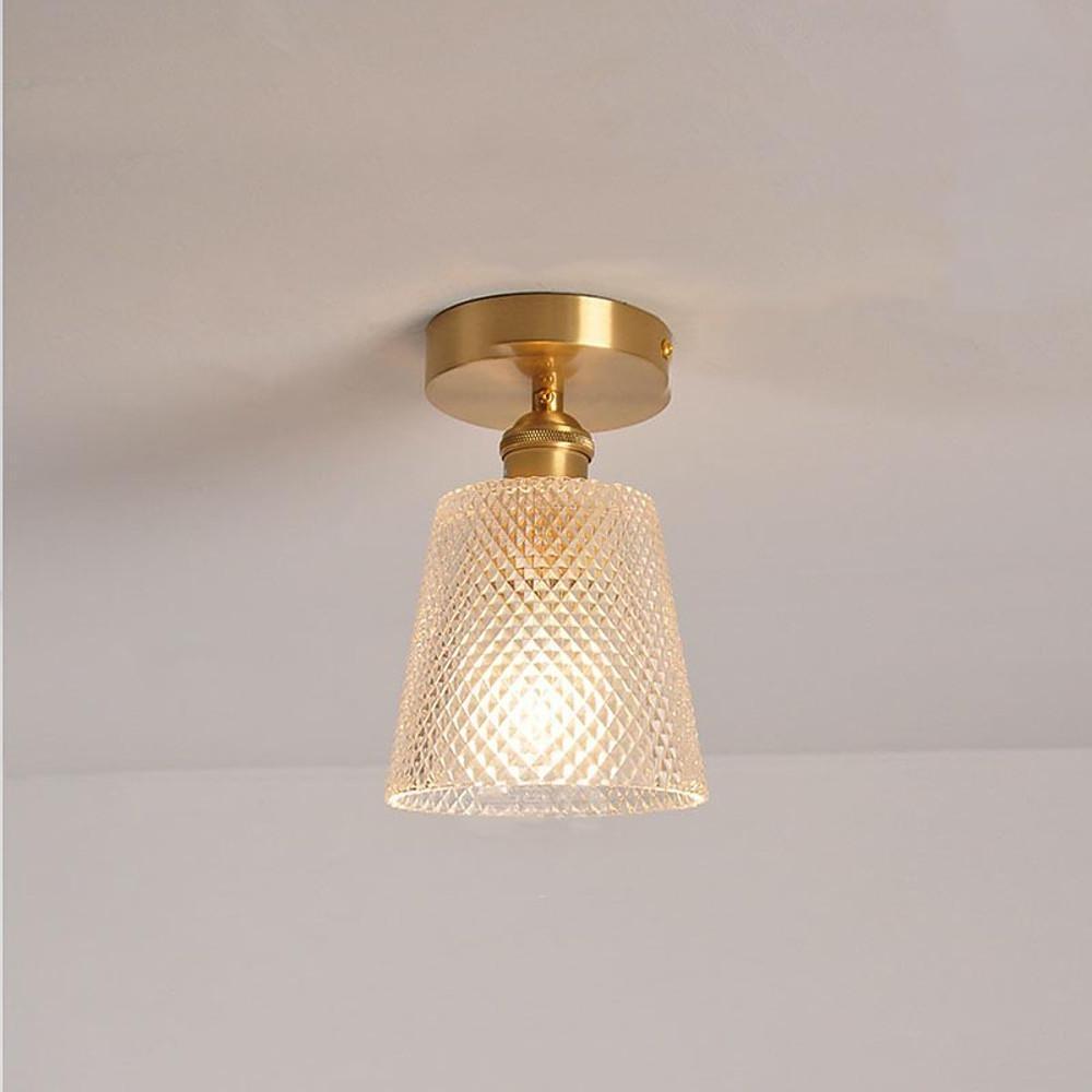 Lantern Modern Glass Copper Flush Mount Ceiling Lighting
