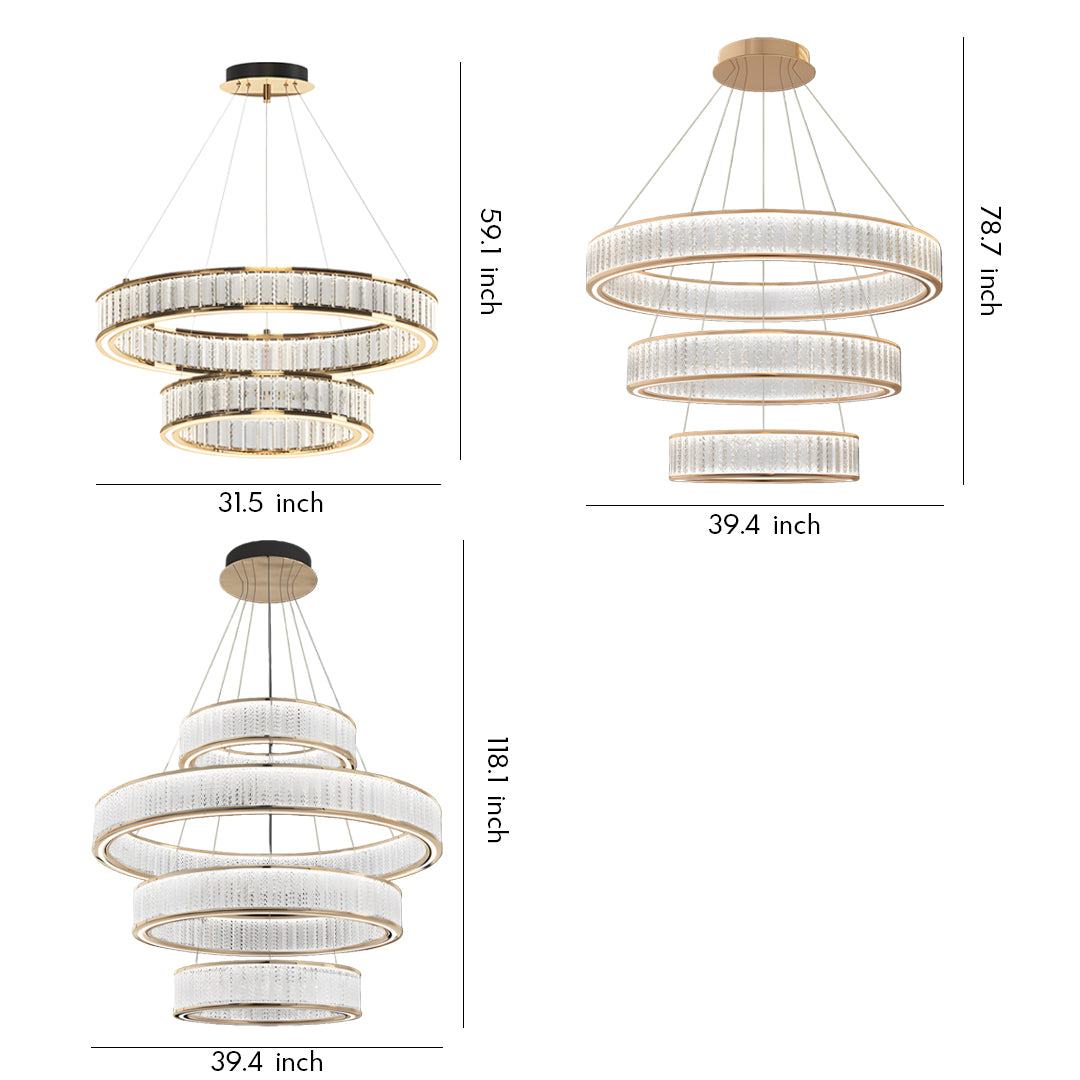 Large Crystal Chandeliers Luxury Circular Ceiling Light