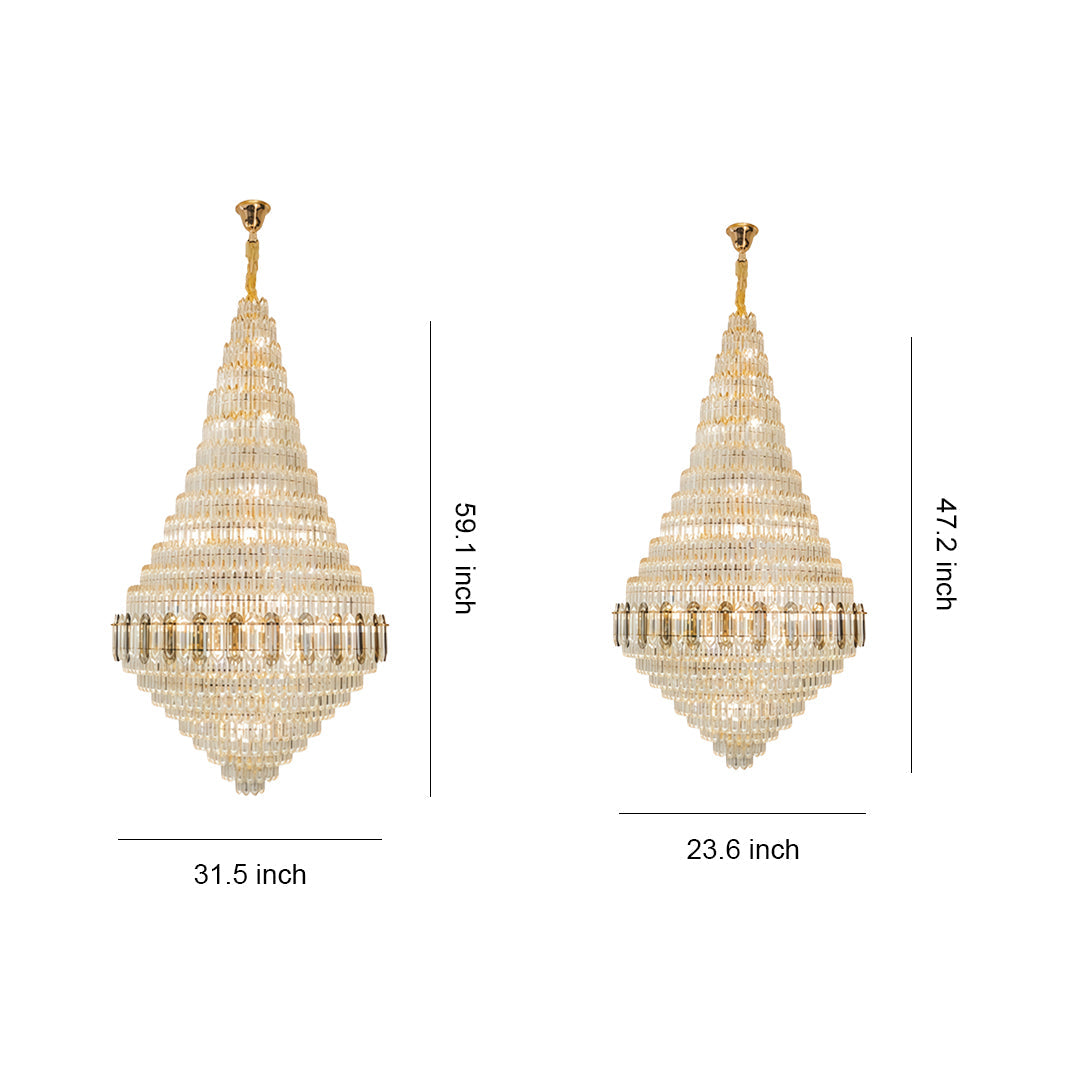 Large Gold Chandelier Luxury Art Glass Adjustable Ceiling Lights