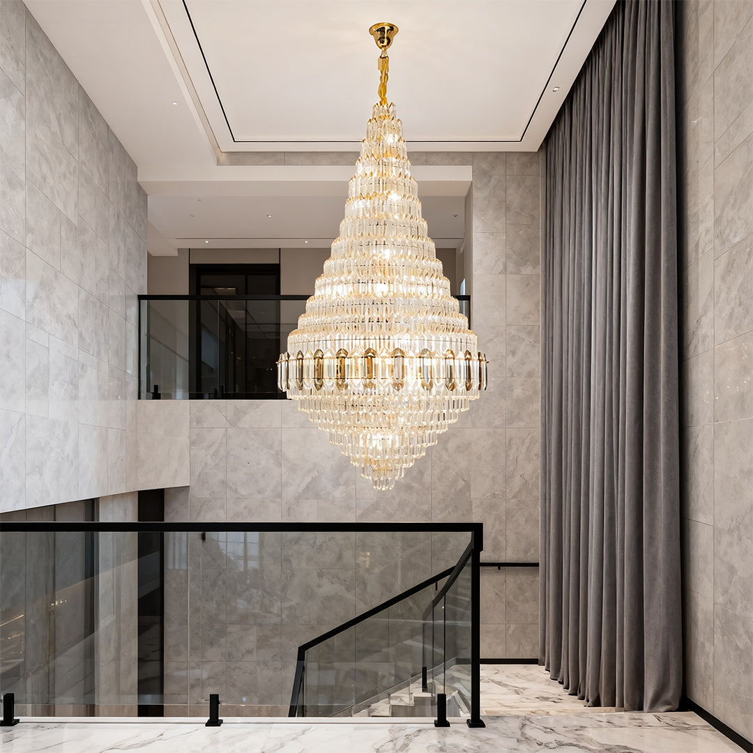Large Gold Chandelier Luxury Art Glass Adjustable Ceiling Lights