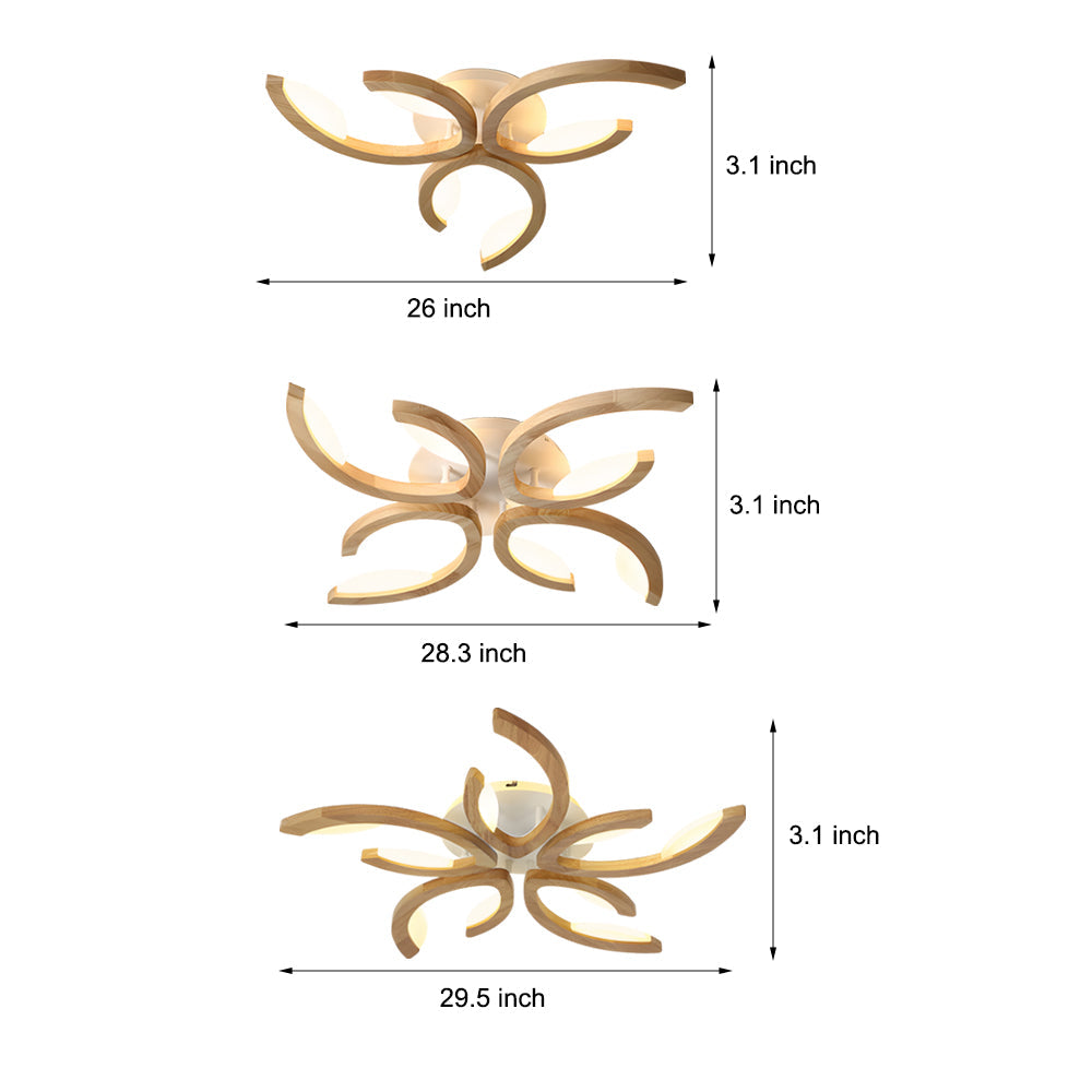 Leaf Ceiling Light Floral Natural Design Wooden Light