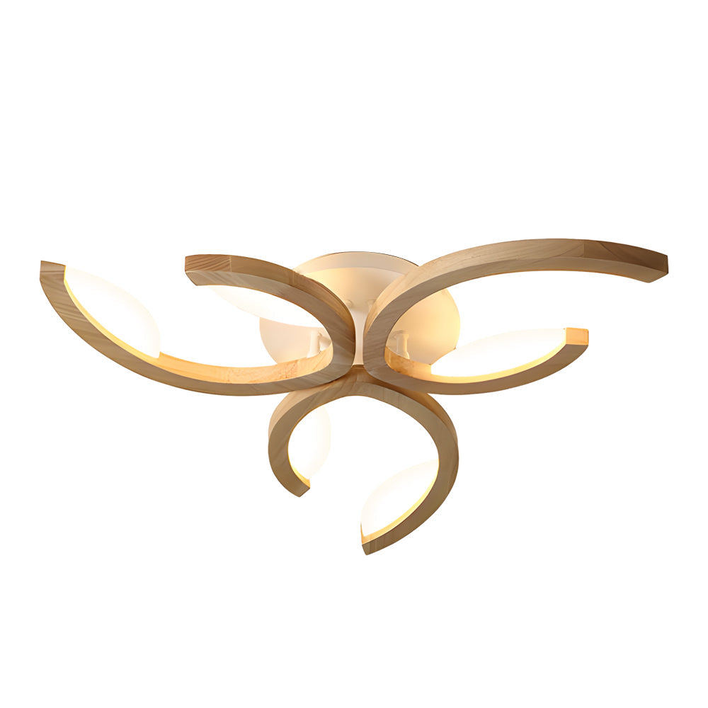 Leaf Ceiling Light Floral Natural Design Wooden Light