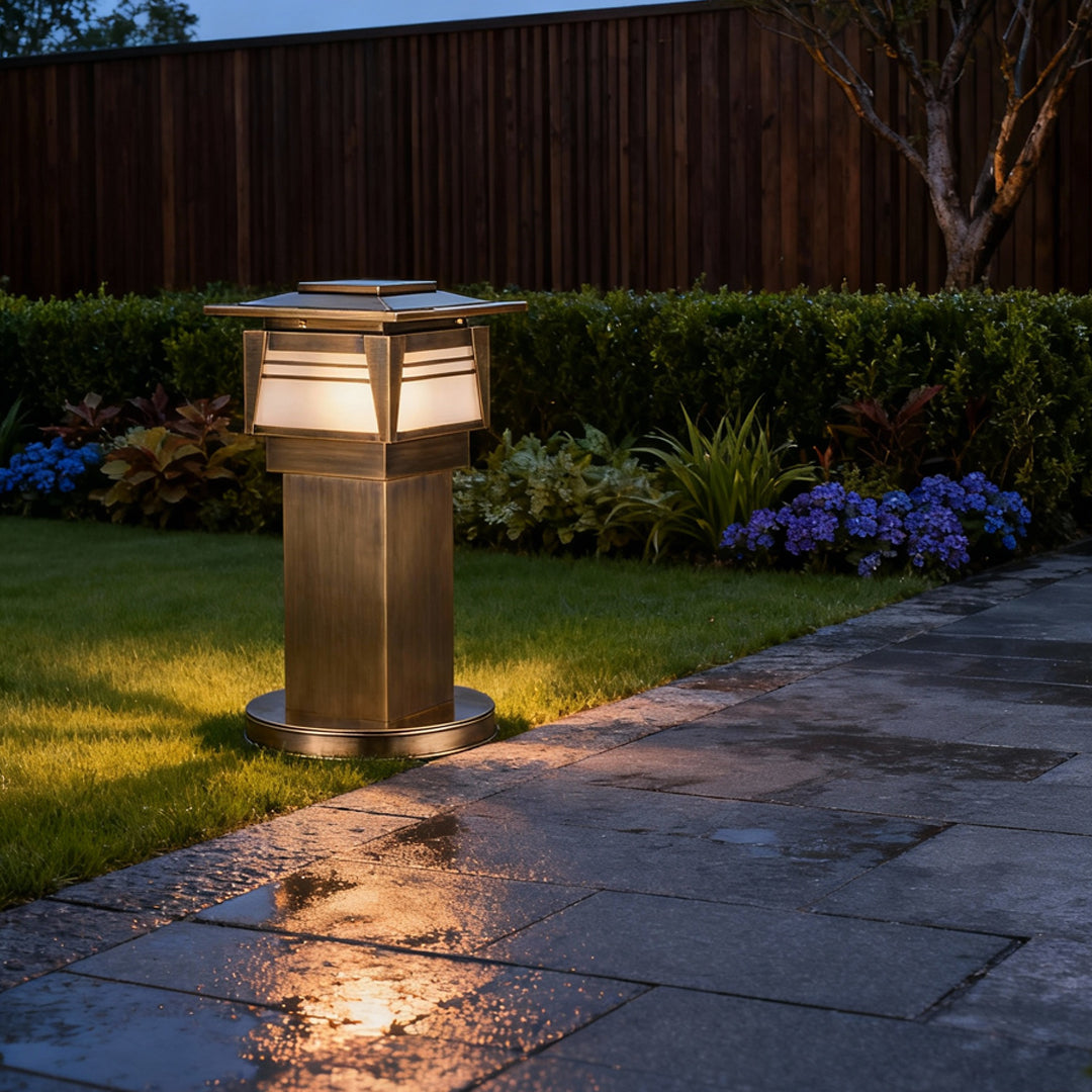 LED Bollard Garden Lights Outdoor Waterproof Copper Lamp