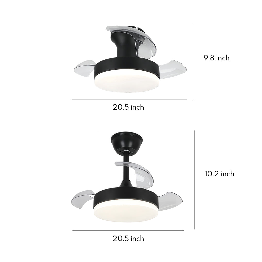 LED Ceiling Fans with Lights Stepless Dimming Silent Motor Lamp