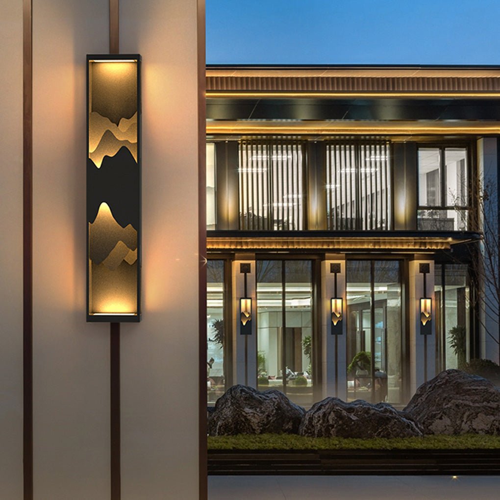 [Open-Box]Mountain Scenery LED up Down Lighting Waterproof Solar Wall Lamp Porch Lights