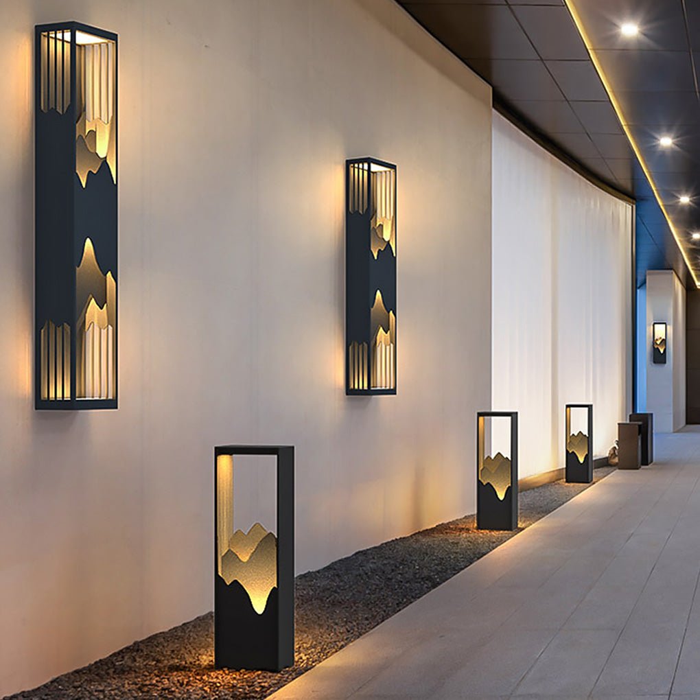 [Open-Box]Mountain Scenery LED up Down Lighting Waterproof Solar Wall Lamp Porch Lights