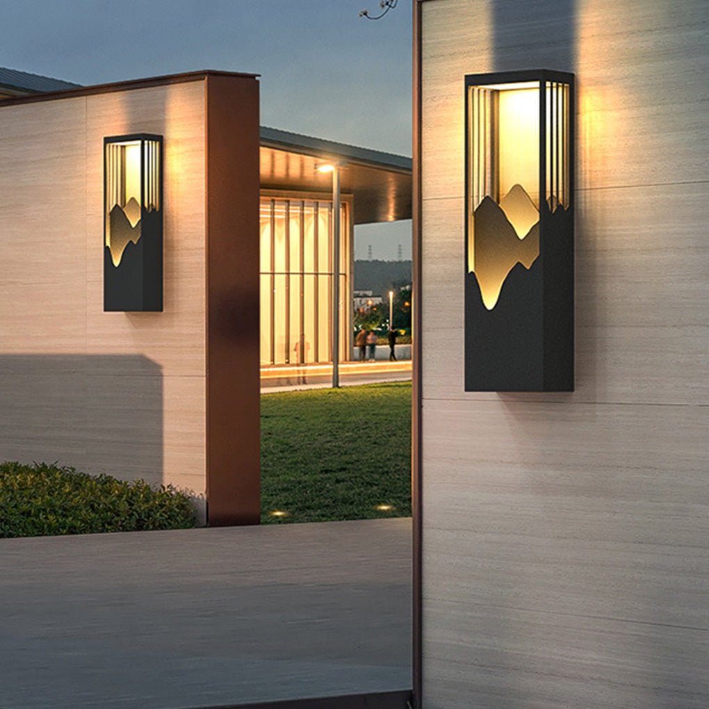 [Open-Box]Mountain Scenery LED up Down Lighting Waterproof Solar Wall Lamp Porch Lights