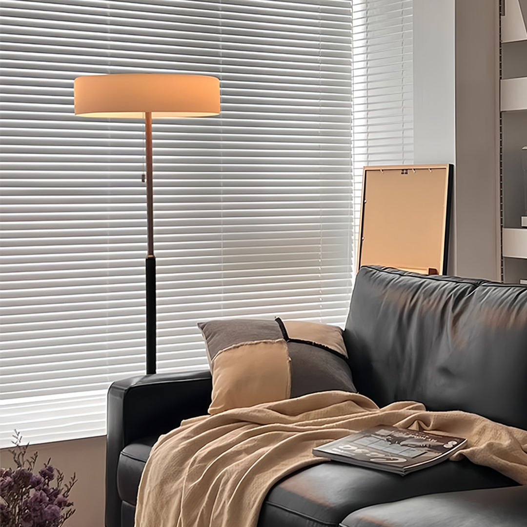 Floor Lamp with LED Drum Shade Elegant Ambient Tall Standing Light