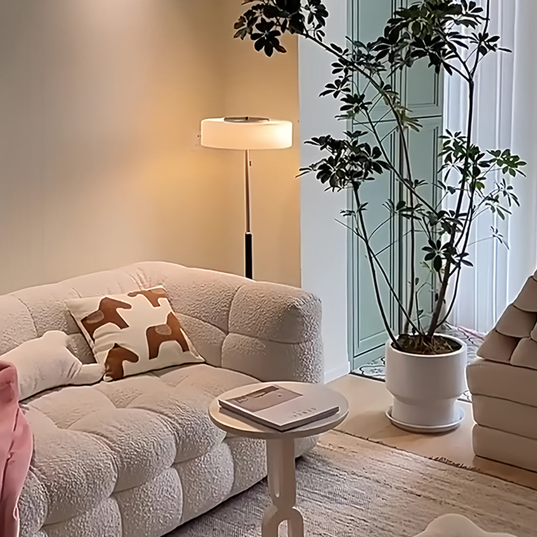 Floor Lamp with LED Drum Shade Elegant Ambient Tall Standing Light