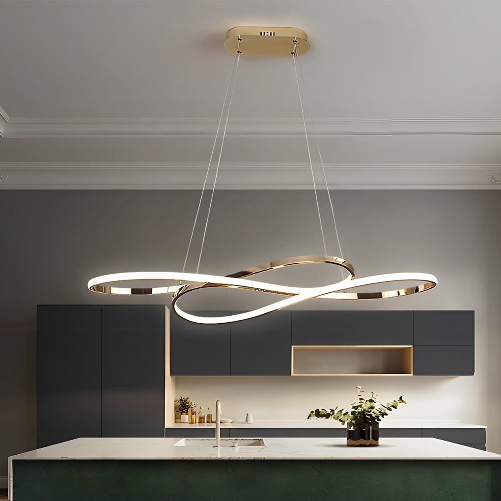 LED Infinity Chandelier Modern Irregular Wave Line Ceiling Light