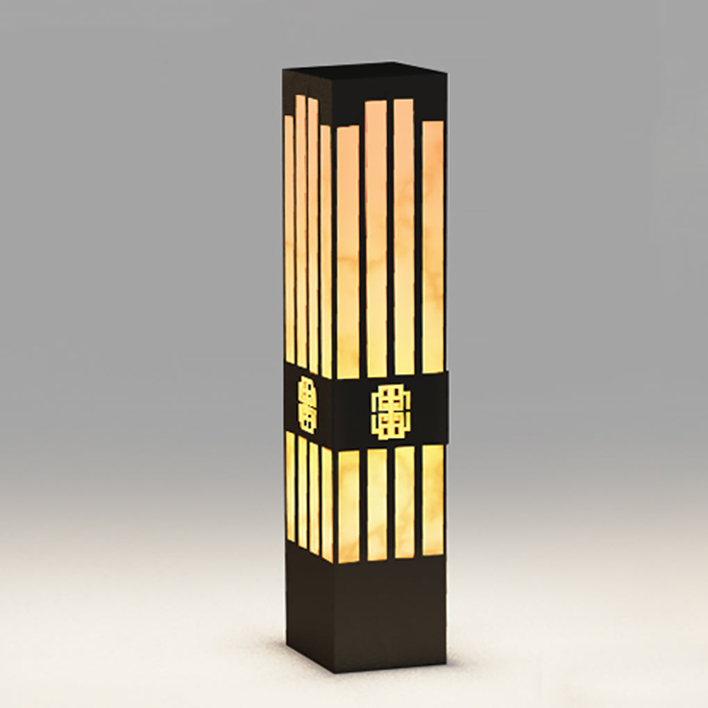 LED Marble Bollard Light Elegant Striped-Cut Landscape Lamp