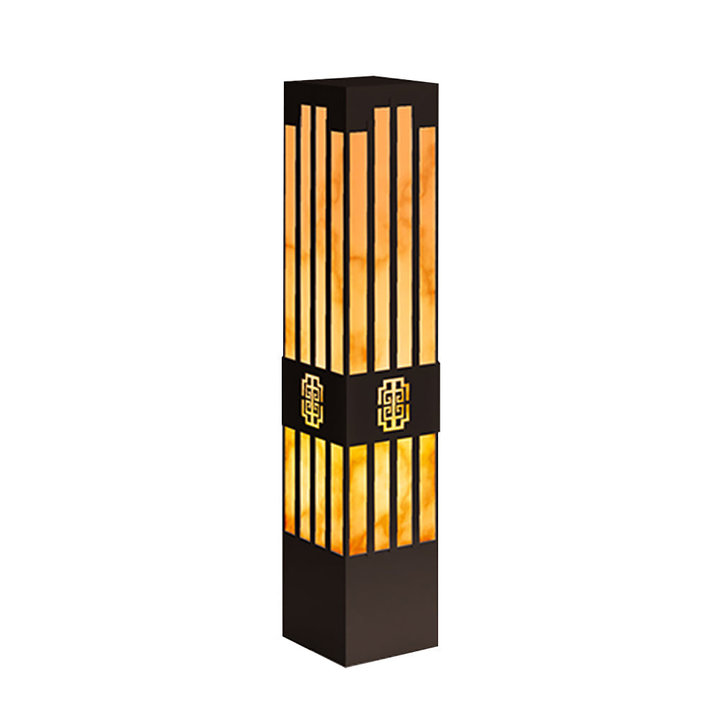 LED Marble Bollard Light Elegant Striped-Cut Landscape Lamp