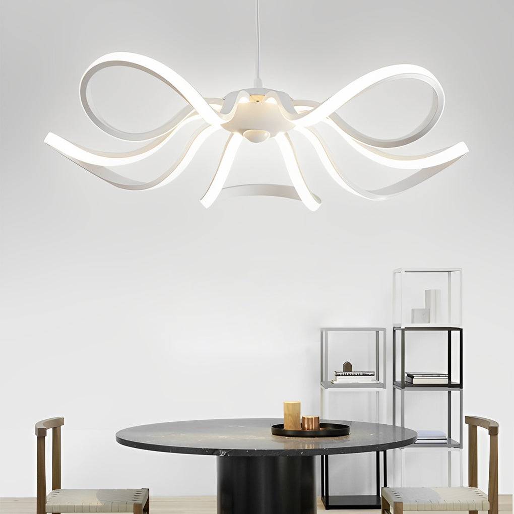LED Ribbon Chandelier Petal Curve Metal Ceiling Light