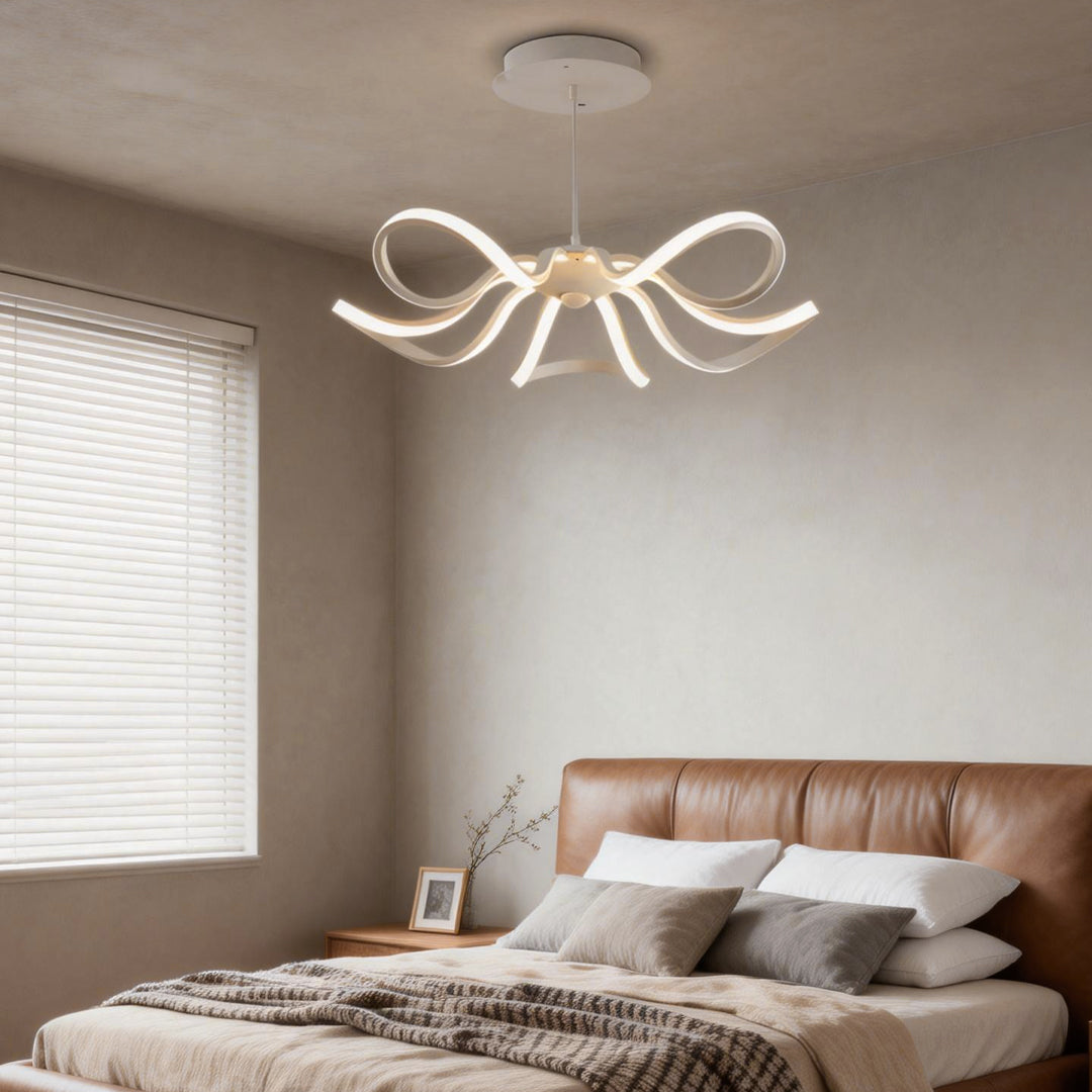LED Ribbon Chandelier Petal Curve Metal Ceiling Light