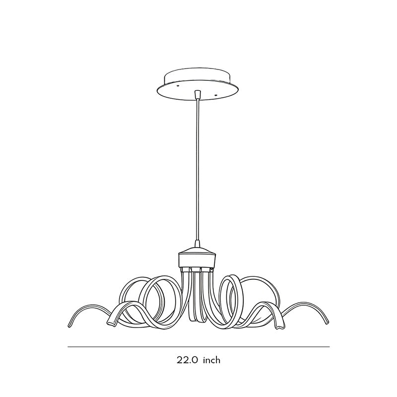 LED Ribbon Chandelier Petal Curve Metal Ceiling Light