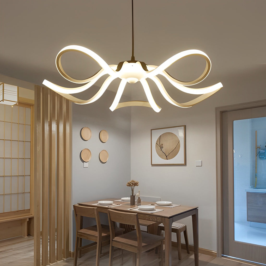 LED Ribbon Chandelier Petal Curve Metal Ceiling Light
