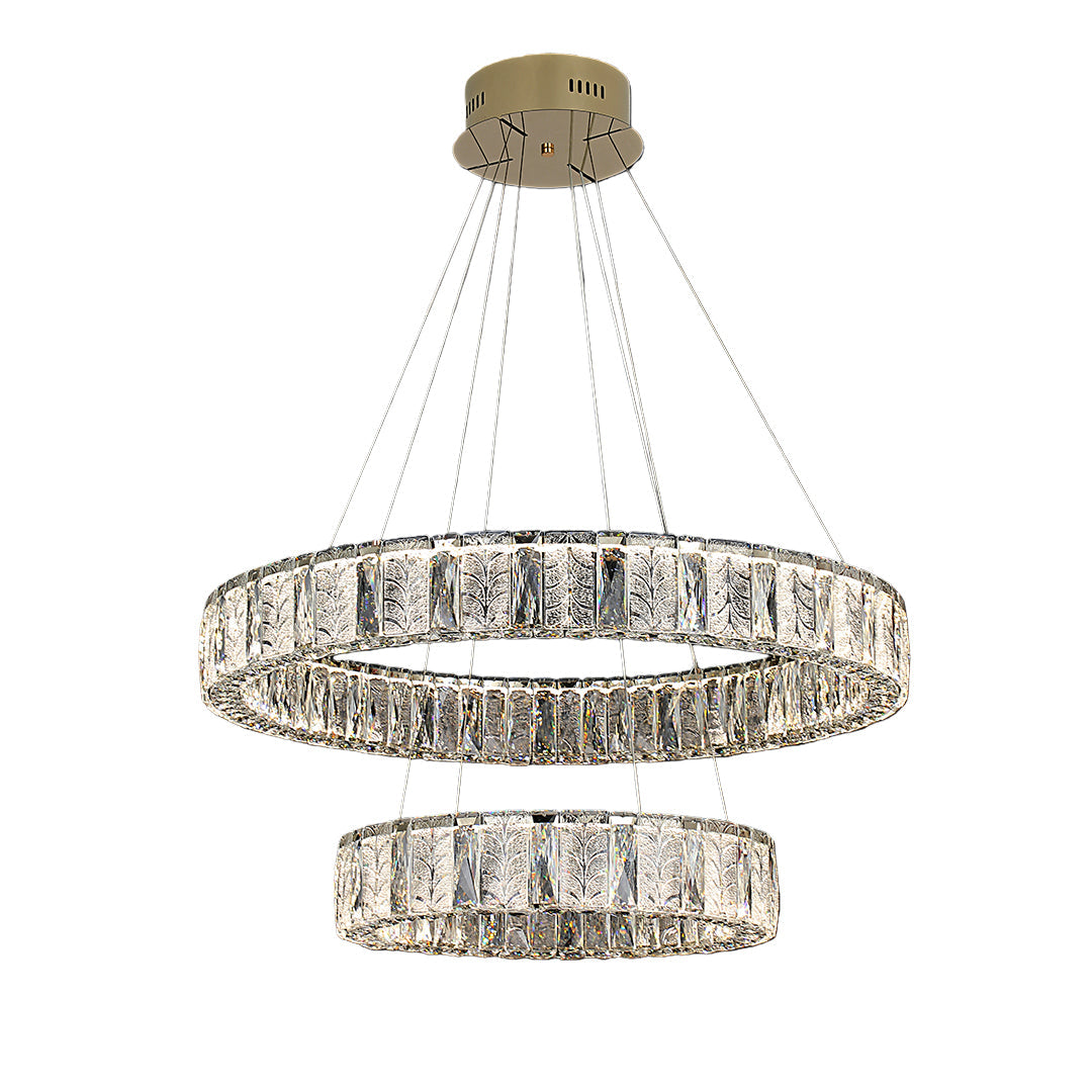 LED Ring Chandelier Stainless Steel Crystal Ceiling Lights