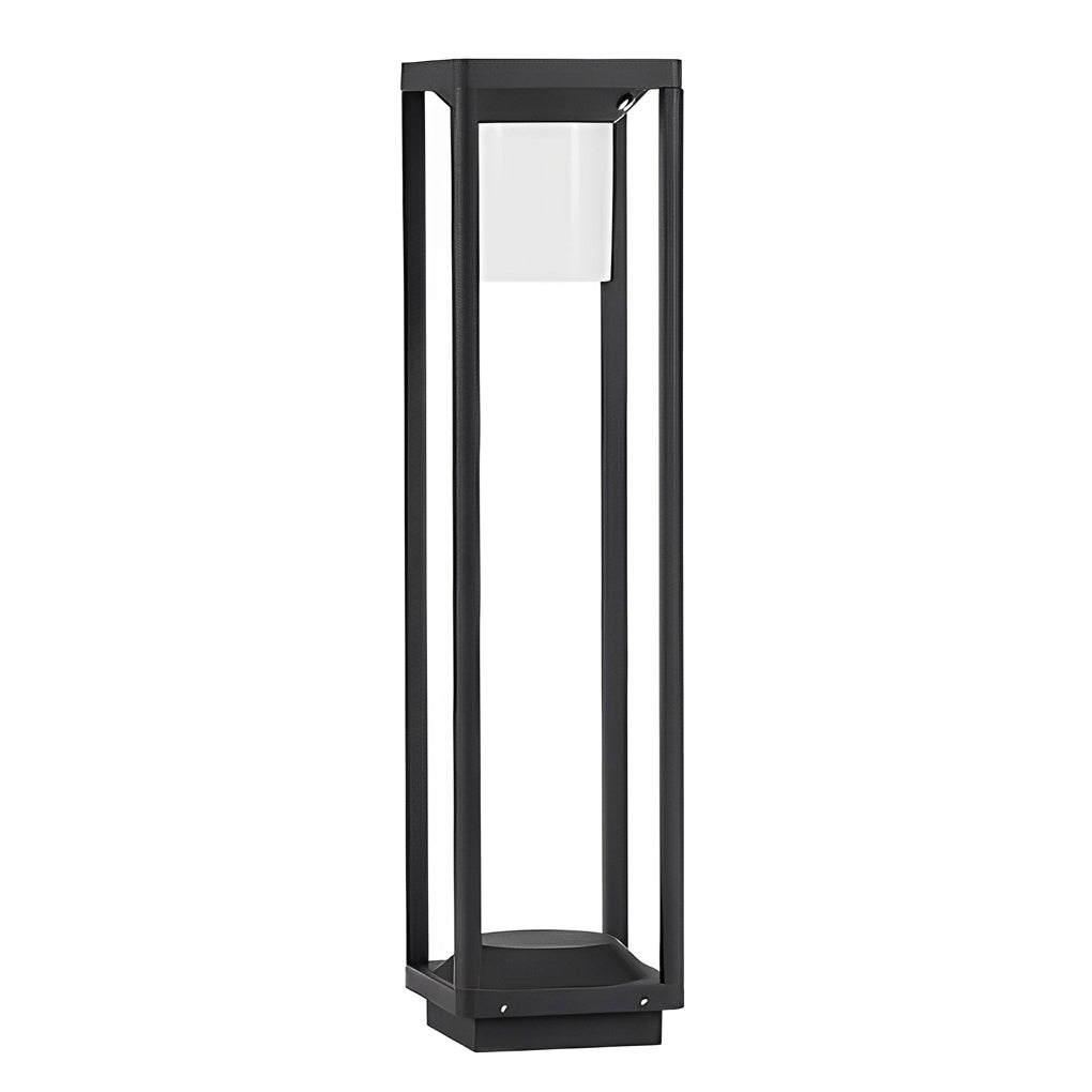 LED Solar Bollard Lights Modern Outdoor Black Lawn Light