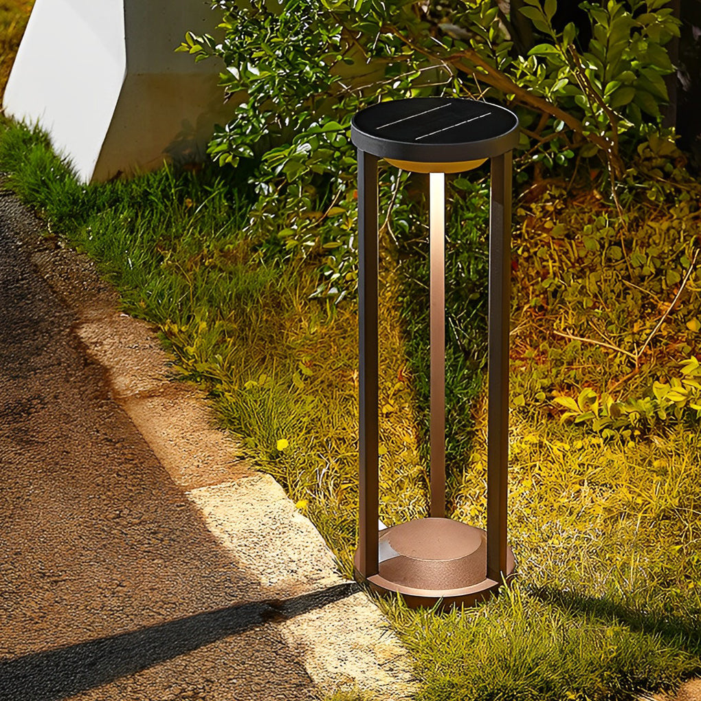 LED Solar Bollard Lights Modern Outdoor Black Lawn Light