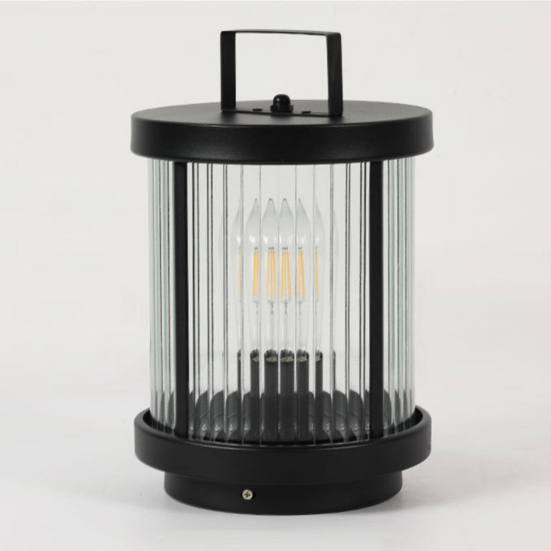 [Open-Box] Striped Glass Cylindrical Waterproof Portable Solar Outdoor Lanterns