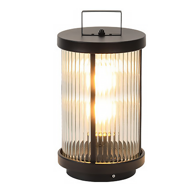 [Open-Box] Striped Glass Cylindrical Waterproof Portable Solar Outdoor Lanterns