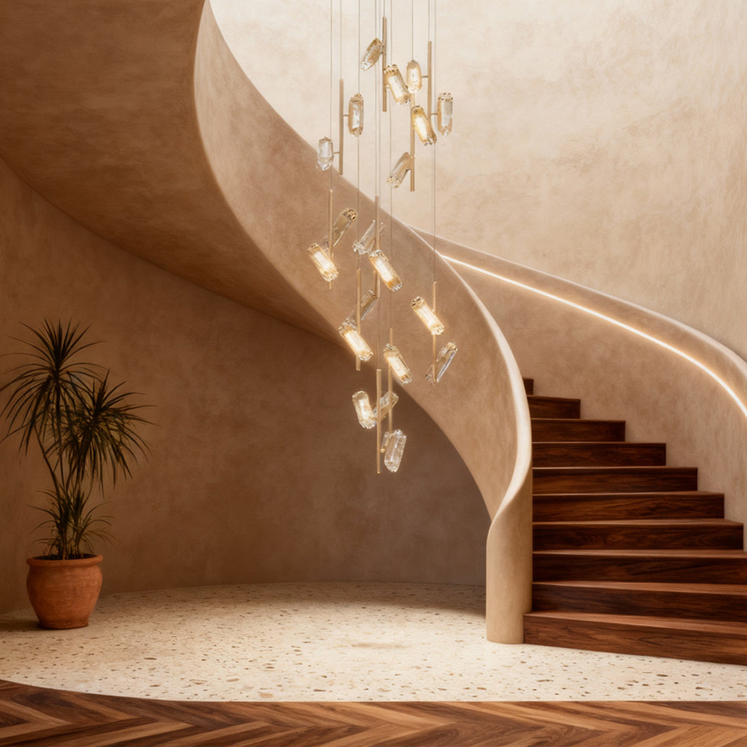 LED Staircase Chandelier Luxury Acrylic Ceiling Light