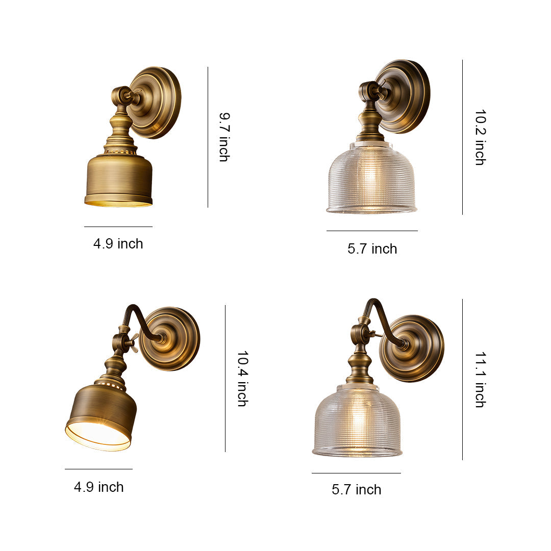 LED Wall Light Lamp American Retro Solid Brass Lamp