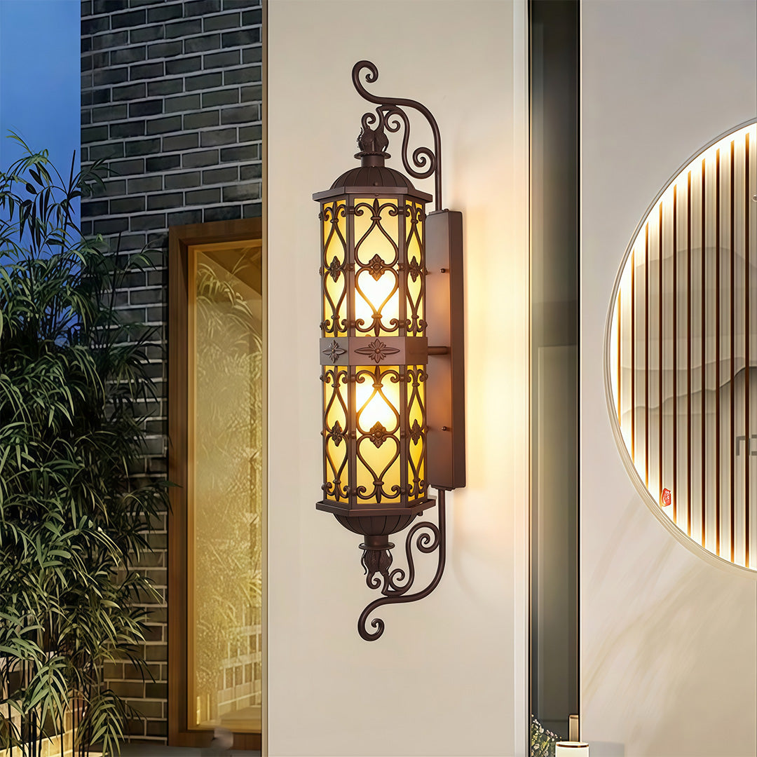 LED Outdoor Wall Lighting European Retro Dual-Head Round Lamp